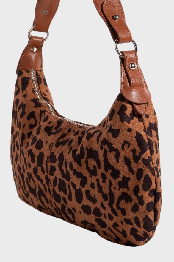 Leopard Print Middle Stitch Zipper Handbag