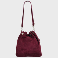Burgundy Fringe Leather Suede Bag