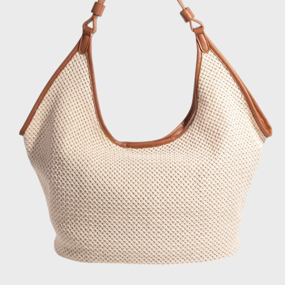Large Vegan Leather Knitted Hobo Shoulder Bag