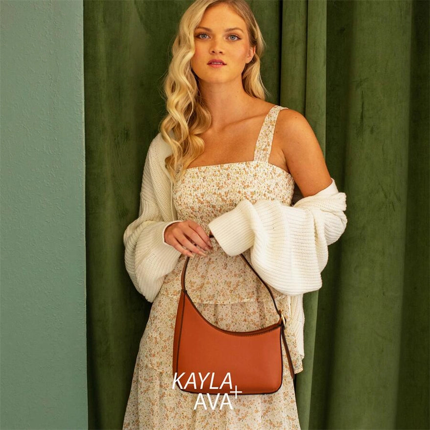The Charlotte Buckle Handle Shoulder Bag - Cognac Brown