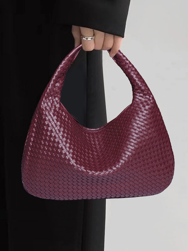 Geo Woven Zipper Shoulder Bag