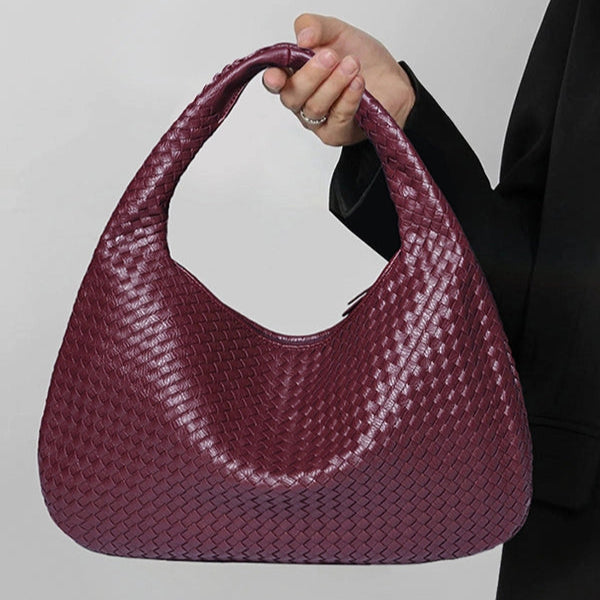Geo Woven Zipper Shoulder Bag