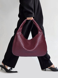 Geo Woven Zipper Shoulder Bag