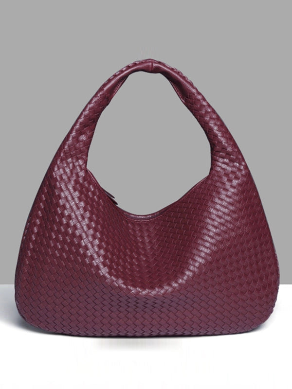 Geo Woven Zipper Shoulder Bag