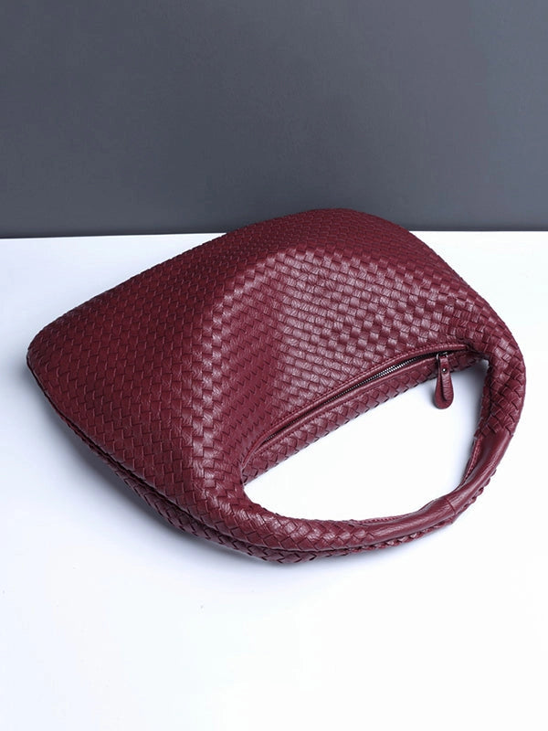 Geo Woven Zipper Shoulder Bag