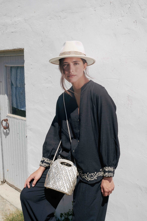 The Lena Gold Braided Leather Mini Bag